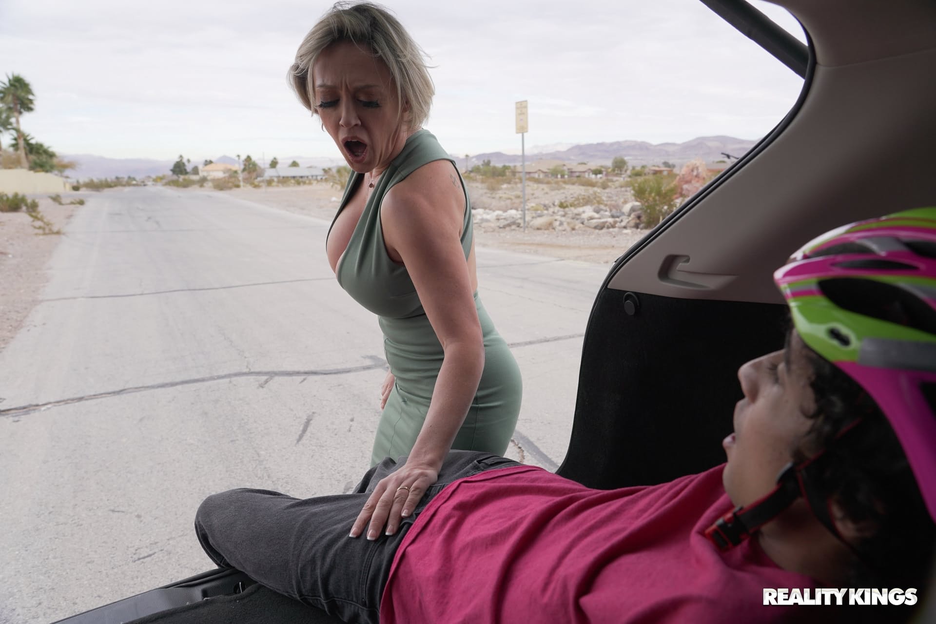 Die MILF mit den großen Brüsten, Dee Williams, gibt einen Blowjob, bevor sie sich auf das Gesicht und den Schwanz eines Mannes setzt